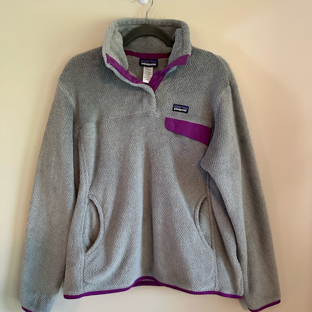Patagonia Re-Tool Snap-T Fleece Pullover Women’s Large Gray Purple